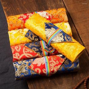 Ethnic Clothing Tibetan Thickened Double Layer Warp Cloth Cripture Book Bag Handwritten Table Pad Silk Satin Tablecloth Cover