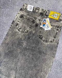 Jeans femininos moda e simples embrião reto jeans de cintura alta adequado para mulheres saco y2k vintage nicho lavado personalizado casual calças de perna larga j240217