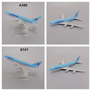 16cm Alloy Metal Korean Air Airbus A380 Airways Boeing B747 Airlines Airplane Model Diecast Plane Aircraft 240118