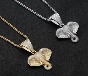 Elefantenkopf Retro neuer europäischer und amerikanischer Hip-Hop-Anhänger mit eingelegtem Zirkon 18 Karat Gold Mikro-Hip-Hop-Schmuck animal5384668