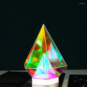 Table Lamps Acrylic Magic Cube 3D Pyramid Diamond Desk Lamp Bedside Night Light Desktop Bedroom Living Room Atmosphere Lights