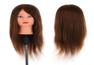 24quot 100 Real Human Hair Mannequin Head Hairdress Training Head With Table Clamp Stand Frisör Practice Tool4318690