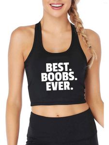 Damen Tanks Boobs Ever Funny Zitat Design Crop Top Frau anpassbare Baumwolle Slim Fit Sexy Tank Tops Fitness Camisole