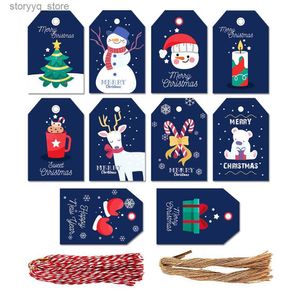 Labels Tags Merry Christmas Gift Tags Xmas Gift Boxes Bags Hang Tag Christmas New Year Party Supplies Packaging Decoration Cards 50pcs Mix Q240217