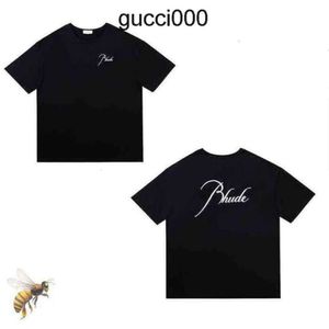 디자이너 셔츠 여름 남성 티셔츠 여성 Rhude 디자이너 남성 탑 레터 폴로 폴로 자수 Tshirts 의류 짧은 슬리브 Tshirt Zh77