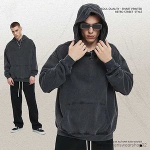 Men's Hoodies Sweatshirts Men Womens Washed Retro Hooded Sweatshirt Solid Color 100% Cotton Casual Gothic Harajuku Style Pullover Street Hip Hop Clothing