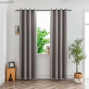 Cortina 1pc cortinas blackout para quarto cortinas de bloqueio de luz completa com fundo preto isolamento térmico para sala de estar cinza