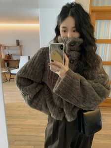 Vintage Cropped Stand Neck Loose Casual Jacket Japanese Streetwear Fashion Fluffy Coats Y2k Aesthetic Grunge Women Chaqueta Coat 240127