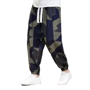 Męskie spodnie bohemian print spodnie stylowe siły bandaż joggery y2k vintage hip-Lantern Fashion Młodzieżowa odzież