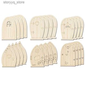 Labels Tags Unfinished Wood Fairy Door DIY Miniature Elf House Wooden Doors Arts Crafts Home Garden Decoration Small Blank Wood Slices 10pcs Q240217