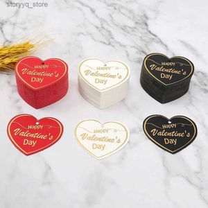 Labels Tags Happy Valentines Day Gift Tags Round Heart Shaped Paper Tag Red Love Thank You Labels for Wedding Party Packaging Supplies 50pcs Q240217