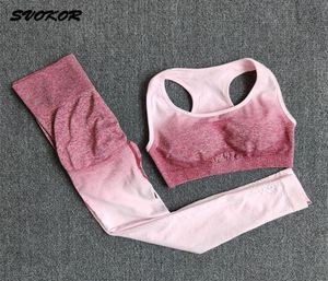 Svokor sem costura conjunto de yoga esporte wear feminino ginásio treino roupas de fitness feminino terno cintura alta legging sutiã 2203171088069