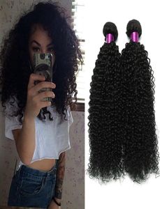 Brasiliansk kinky lockigt hår väver naturlig svart färg 6a brasiliansk lockigt jungfruligt mänskligt hårväv jungfru lockigt mänskligt hårförlängning1694637