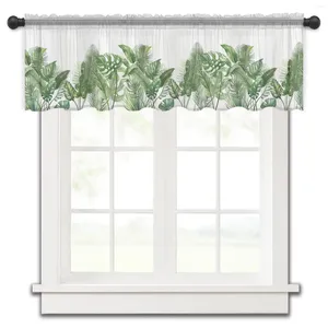 Curtain Floral Plants Tropical Green Leaves Kitchen Curtains Tulle Sheer Short Living Room Home Decor Voile Drapes