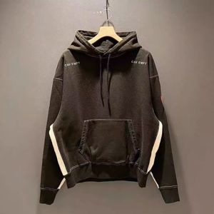 24FW Siyah Hoodies Erkek Kadın Mektubu İşlemeli Cep Çizme Gevşek Sokak Giyim Patchwork Tulunmalar