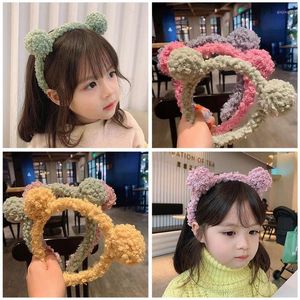 ヘアアクセサリーファッションベアの耳ぬいヘアピンウォッシュフェイスネットレッドヘッドバンド女性甘いかわいいスーパーヘアバンドワンピース