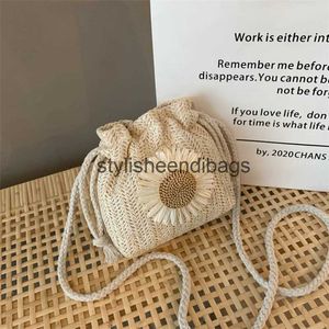 Shoulder Bags 2023 Hot Sale Rattan Woven Women Straw Bag Handbag Knit Summer Beach Woman Messenger Khaki Beige Fashion CreativeH24217