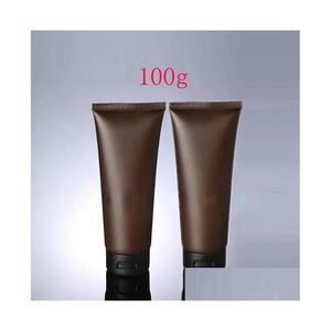 Garrafas de loção atacado 100ml creme de loção garrafa plástica 100g x 50 tubo macio marrom vazio para embalagens cosméticas cuidados com a pele espremer co dhkpu