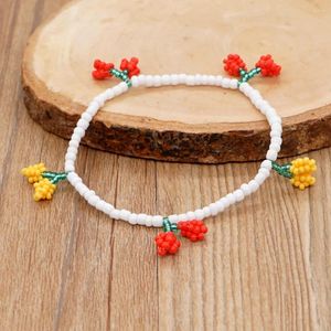 Link pulseiras go2boho branco semente frisado pulseira 2024 ins moda jóias vermelho amarelo pequena flor para mulheres verão praia jóias