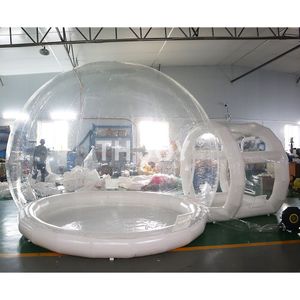 outdoor activities 2024 newest 3m dia+2m tunnel dome tent PVC outside globe camping clear inflatable bubble house for wedding party