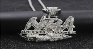Hip Hop Letter Necklace NO RATS ALLOWED Pendant Iced Out Full Zircon Mens Bling Jewelry Gift7728706