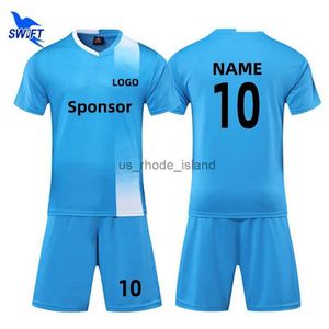 Trikots, individuell bedruckt, für Herren und Jungen, kurzärmelig, Fußballtrikot-Set, atmungsaktiv, für Kinder, Fußballuniform, Futsal-Shirts + Shorts, Trainings-Sportanzug