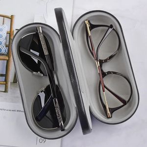 Creative Multi-Function Double Interlayer Metal Eyewear Case For Kit Holder Box Dual Purpose Leather Reading Glasses Fall 240119