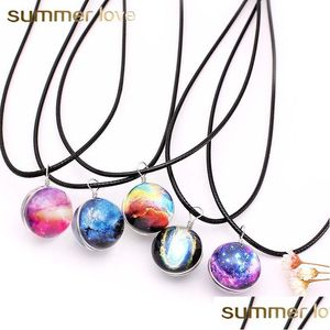 Hänge halsband mode neba stjärna galaxen hänge halsband universum planet smycken dubbelsidig glas konst bild handgjorda dhgarden dhubk