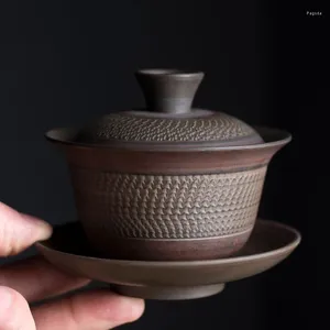 Наборы чайной посуды, винтажная керамическая чашка Gaiwan, чайная чашка ручной работы, китайская посуда для напитков, 125 мл