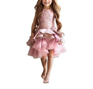 Kort rodnad barn Little Girl039S Pageant Dresses Interview Suits Pink Puffy Girls Prom Dress Barn Tulle kvällsklänningar2953441