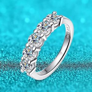 White Gold D Color 4mm Ring for Women 15CT Stone Match Diamond Wedding Band Bride S925 Sterling Silver GRA 240130