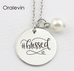 BLESSED Inspirational Timbrato Accessori incisi a mano Charms personalizzati Collana con catena a maglie per donna Regalo Gioielli 10 Pz Lotto5447649