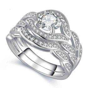 Ring 2017 Neu Arrilval Modeschmuck 10KT Weißgold gefüllt Topas CZ Edelsteine Verlobung Hochzeit Brautring Set Größe 5117265071