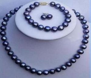 black TAHITIAN 910 mm SOUTH SEA Pearl necklace bracelet earring set 18quot 75quot31358152635689