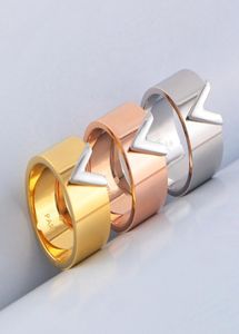 Европа и Америка, женские обручальные кольца из титановой стали с буквами V, 3 цвета, размер 591026348