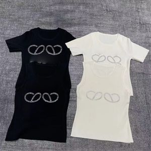 Mulheres recortadas singlet tanques letras designer de luxo manga curta topos coletes branco preto elegante singlets malhas