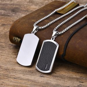 Pendant Necklaces Mprainbow Men Hammered Dog Tag Necklace Waterproof Stainless Steel Square Collar Birthday Christmas Gifts For Father Dad