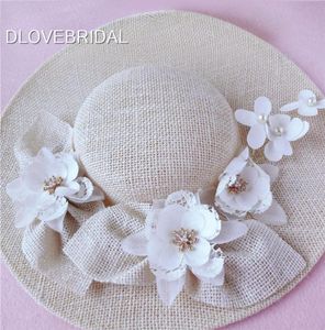 Ny design elfenben brudhatt delikat blommig linne trädgård bröllop hår tillbehör brud mor special tillfälle party po hatt 6492509