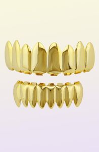 Hiphop grill Jewelryclassic Smooth Gold Sier Rose Banhado Dentes Grillz Top Bottom Faux Dental Tooth Braces Grills Homens Lady Hip Hop 4505442