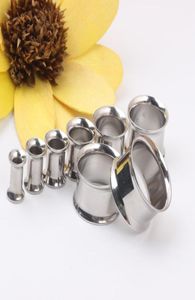 100pcslot mix 416mm Whole stainless steel double flare ear tunnel plug gauges ear expander pierce1483080