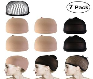 High Quality 7pcs Wig Caps Neutral Nude Beige and Black Mesh Wig Cap Hairnets Mesh Weaving Wig Hair Net Elastic Caps9042891