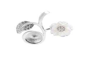 Ustawienia wiszącego perłowego liść kwiatowy biały skorupa 925 Srebrny srebrny urok wisiorki Mocować 5 sztuk 8594451