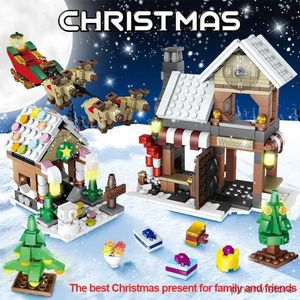 Bloklar 741pcs Noel Baba Kış Köyü Kış Köyü Noel Evi Ağacı Kardan Adam Yapı Blokları Şehir Arkadaşları Diy Tuğlaları Çocuklar İçin Hediyeler