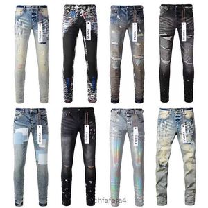 Designer jeans roxo para homens magro motocicleta na moda rasgado retalhos buraco durante todo o ano magro pernas atacado marca zqot