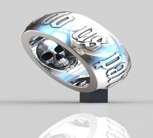 Sanjie new creative to death skull ring Pang Kefeng punk Thai silver black ring5034344