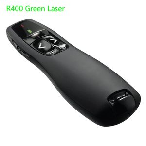 R400 무선 발표자 Bright Green Red Laser Pointer 원격 제어 최대 50 피트 범위 포함 배터리 포함 240119