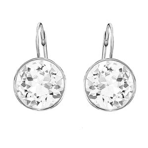 Brincos Swarovski Designer Mulheres Qualidade Original Charme Brinco Mulheres Brincos Redondos de Platina Para Mulheres Cristal Redondo Incrustado Brincos de Diamante de Água