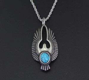hip hop Eagle wings pendant necklaces for men Bohemia Turquoise animal luxury necklace Stainless steel Cuban chains fashion jewelr1941105