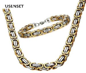 Collana a catena bizantina in acciaio inossidabile per uomo Bracciale in oro argento gioielli regali dichiarazione collane fai da te 48MM 20203469674
