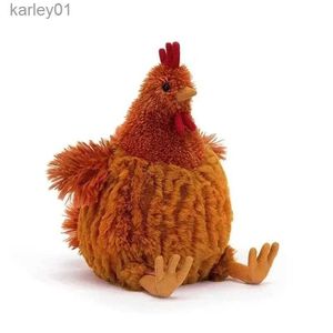 Animali di peluche imbottiti 23 cm giocattoli jellycat carini animazione morbida pollo bambole per la camera da casa per il compleanno di compleanno regalo yq240218